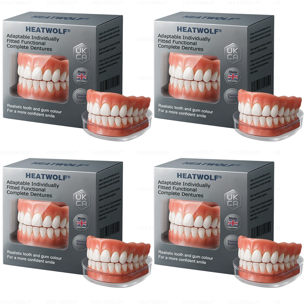 ✅ Made and Shipped from the UK| HEATWOLF® Adaptable Custom-Fit Functional Complete Dentures up